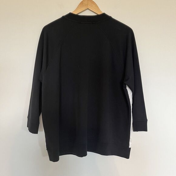 LAUREN RALPH LAUREN L-RL Black White Colorblock Cotton Blend Logo Track Jacket - Picture 3 of 12